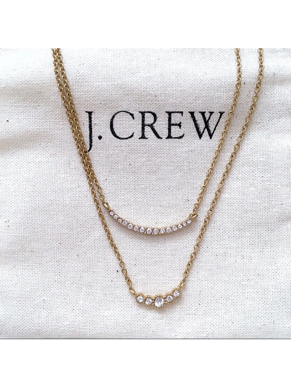 J. Crew Gold Layered Crystal Pave Curve Necklace - Gold
